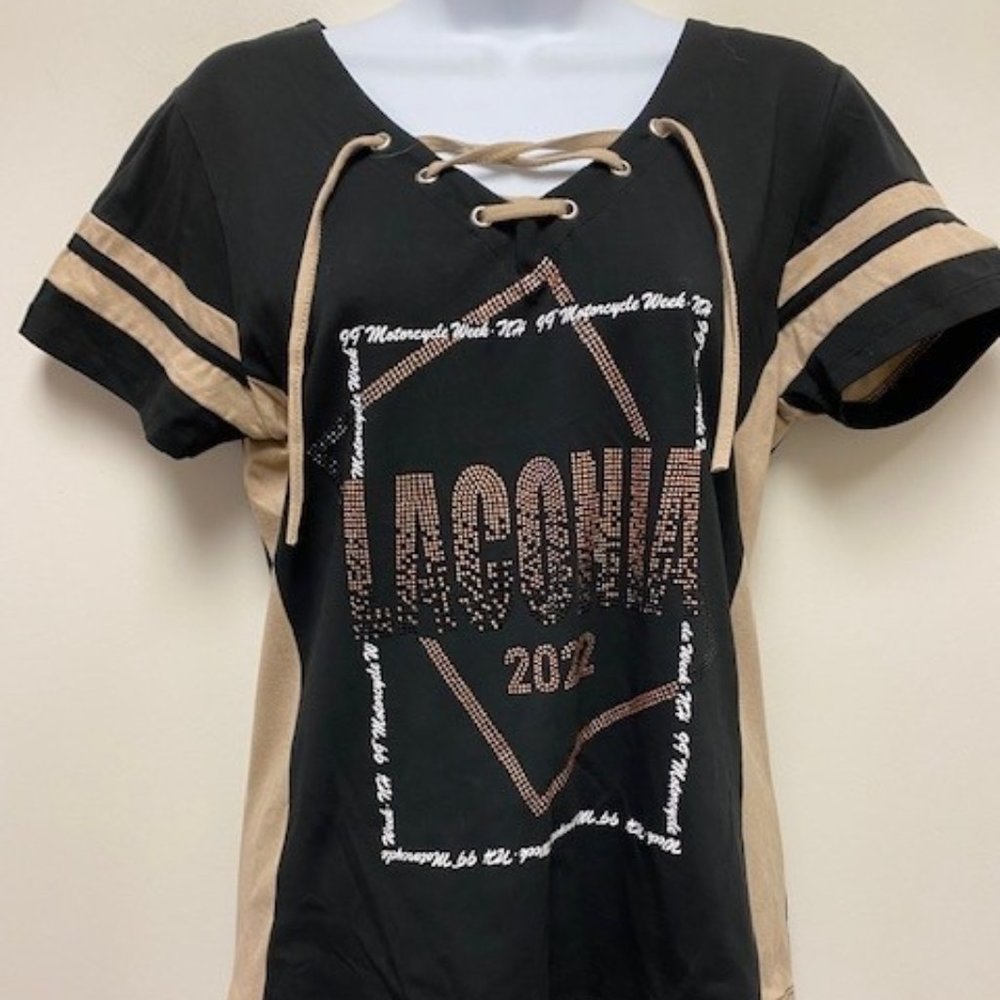Laconia Motorcycle Bike Week 2022 Women's SS Top - NWT - size Small‎ BLING